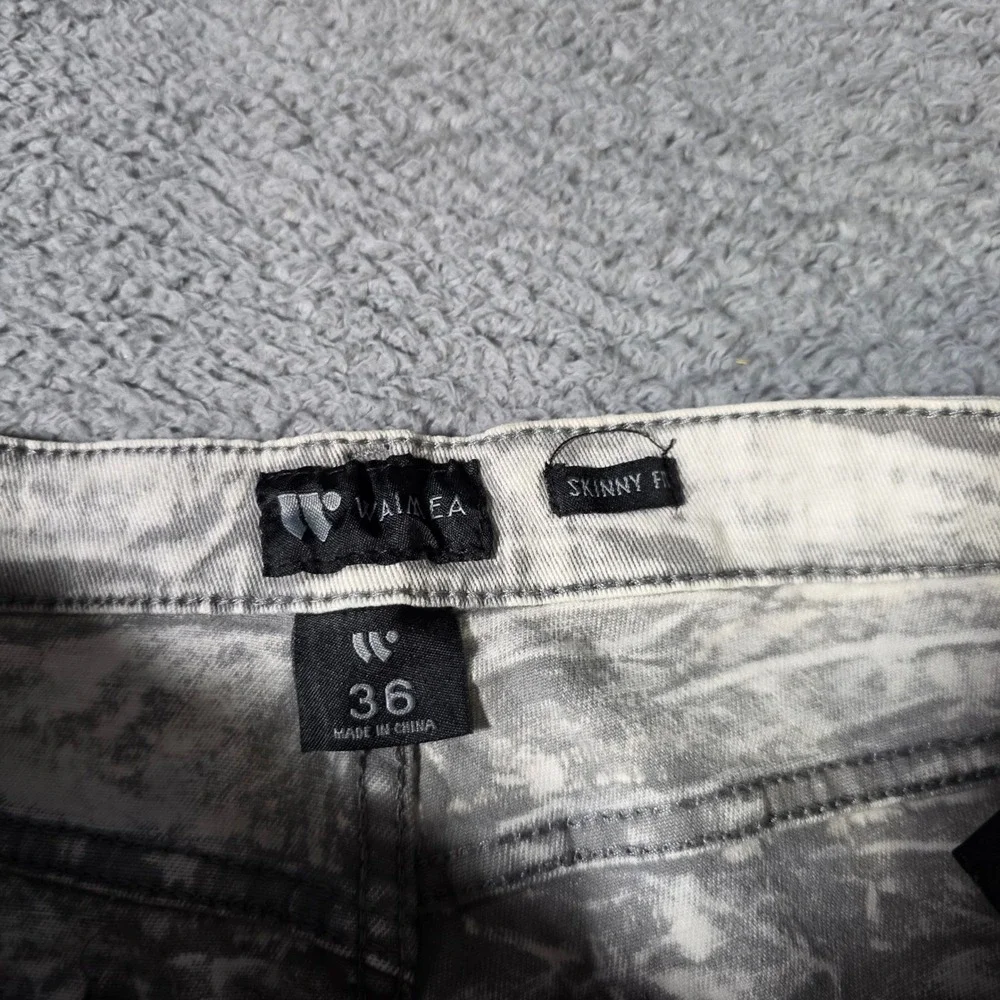 Waimea Mens 36 Skinny Fit Jeans Grey Acid Wash Distressed Rhinestone Streetwear